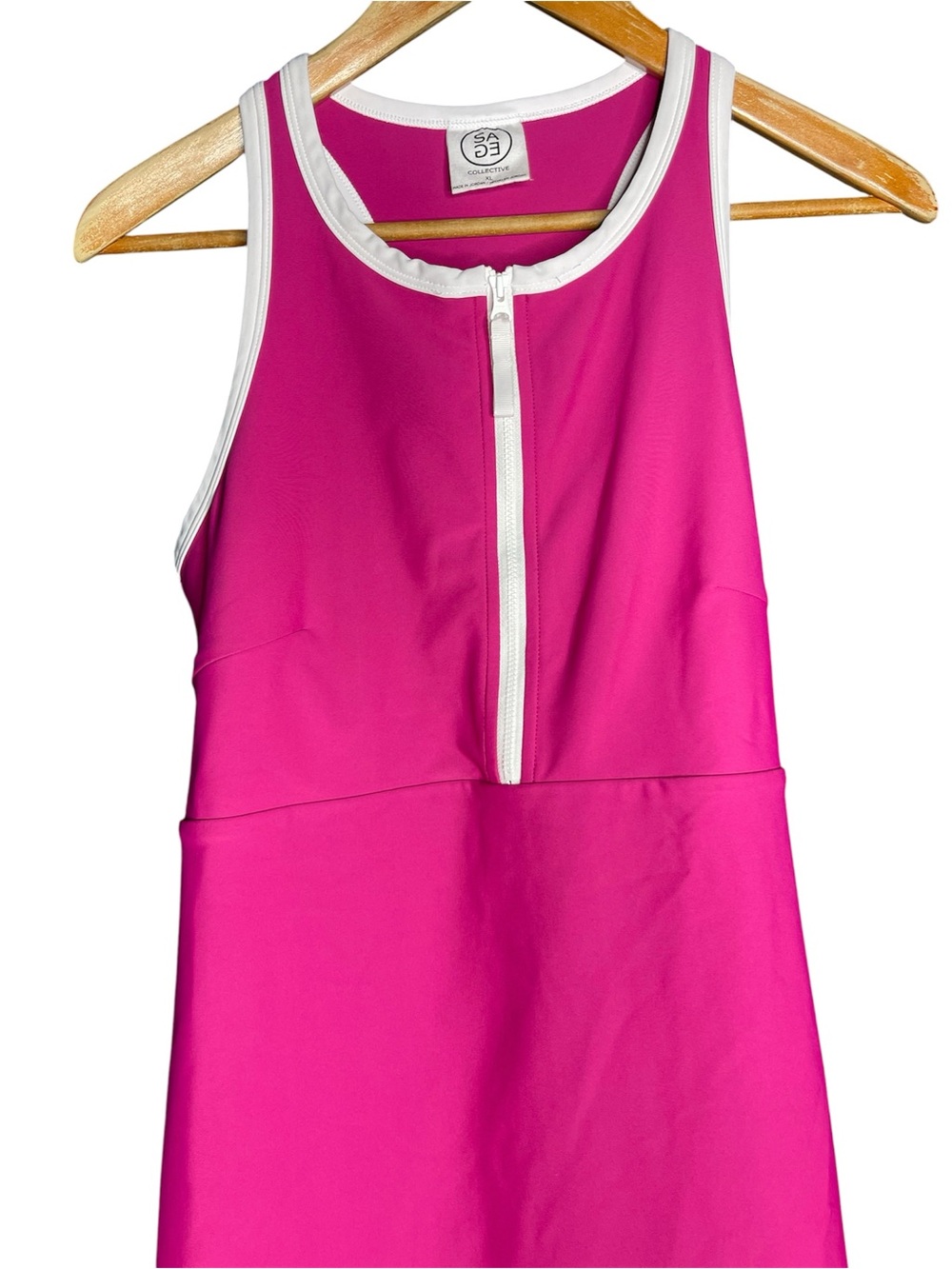 Sage Collective Hot Pink Zip-Front Tennis Dress with Shorts Size XL - Picture 2 of 4